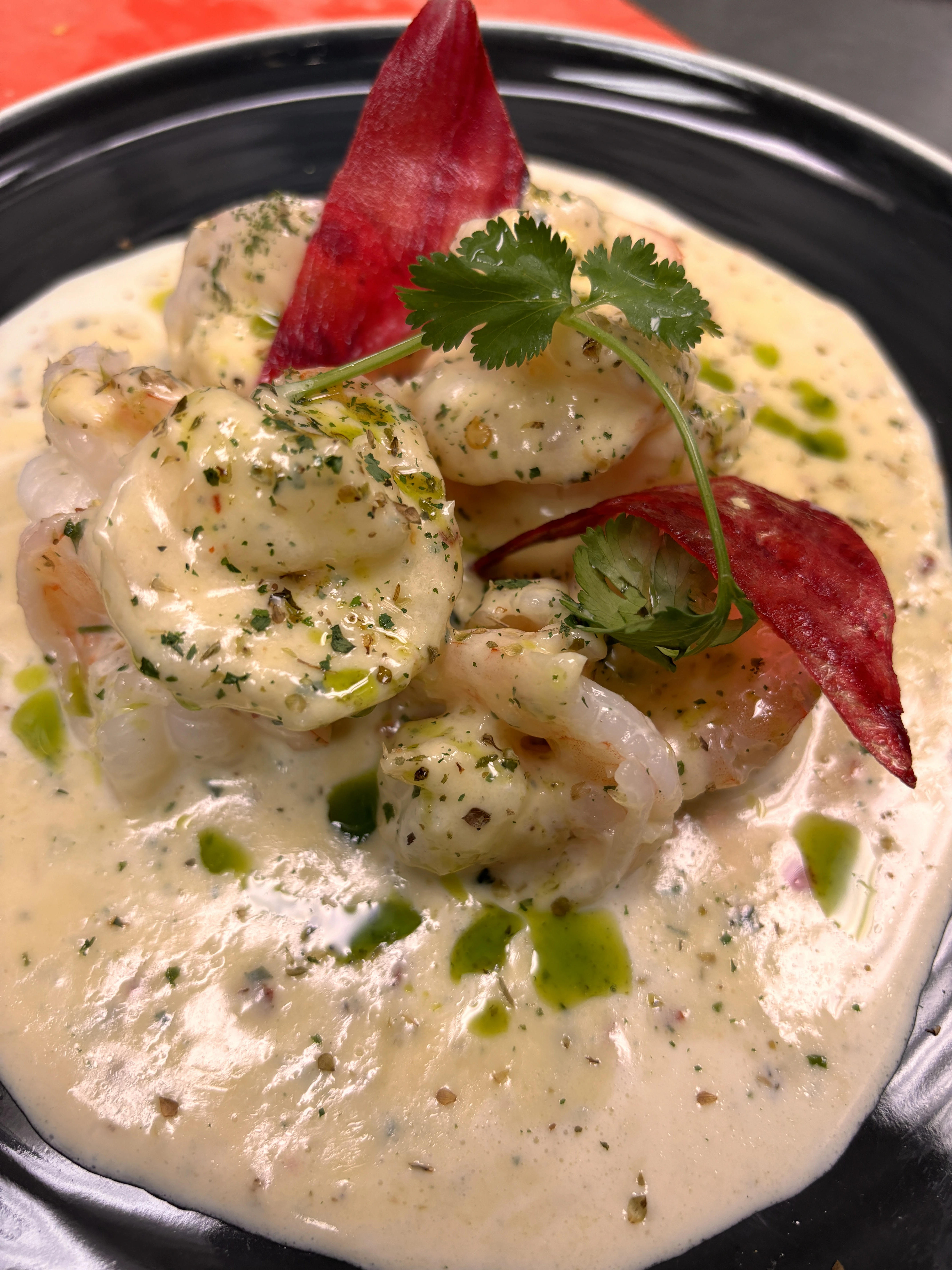 Butter prawn in a creamy sauce at Ginger Indian Cuisine, Richmond BC